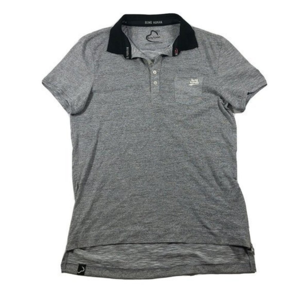 BEING HUMAN Gray Cotton Yth.Extra Large Polo Shirt